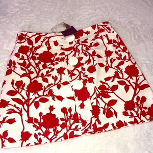 Sweet Sinammon • Red Floral Large Buttons A-Line‎ Skirt